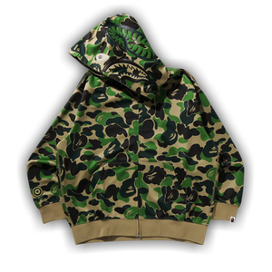 BAPE ABC Camo Rayon Relaxed Fit Shark Full Zip Hoodie 'Green'