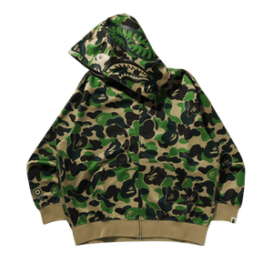 BAPE ABC Camo Rayon Relaxed Fit Shark Full Zip Hoodie 'Green'