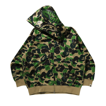 BAPE ABC Camo Rayon Relaxed Fit Shark Full Zip Hoodie 'Green'