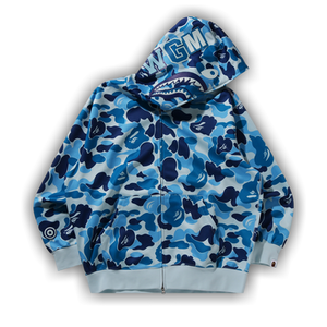 BAPE ABC Camo Rayon Relaxed Fit Shark Full Zip Hoodie 'Blue'