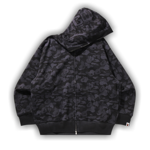 BAPE Camo Fake Print Relaxed Fit Shark Full Zip Hoodie 'Black'