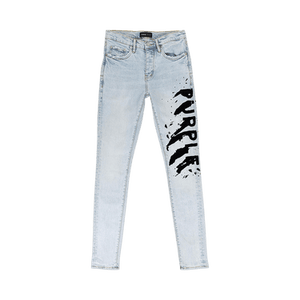 PURPLE BRAND Flocked Painted Wordmark Skinny Jeans 'Indigo'