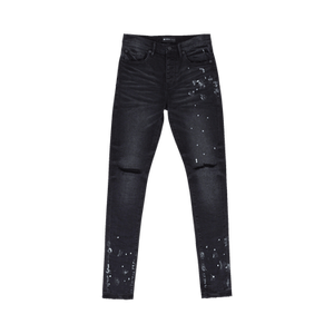PURPLE BRAND Resin Knee Slit Skinny Jeans 'Black'