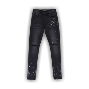 PURPLE BRAND Resin Knee Slit Skinny Jeans 'Black'