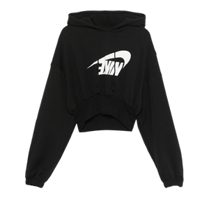 Nike Sportswear Oversized Cropped French Terry Pullover Hoodie 'Black/Sail'