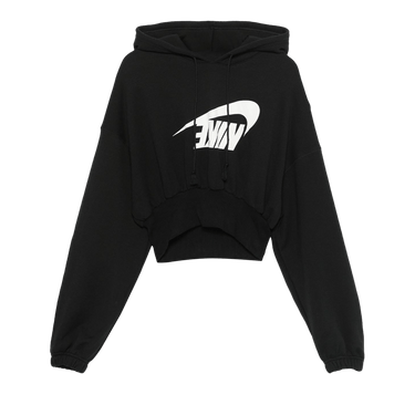 Nike Sportswear Oversized Cropped French Terry Pullover Hoodie 'Black/Sail'