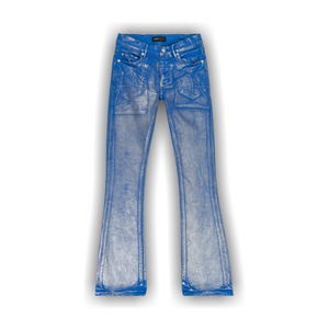 PURPLE BRAND Silver Foil Flare Skinny Jeans 'Blue'