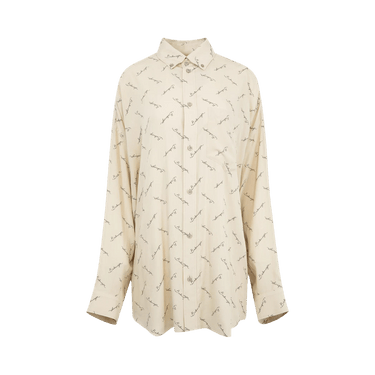 Balenciaga Long-Sleeve Cocoon Shirt 'Light Beige/Black'
