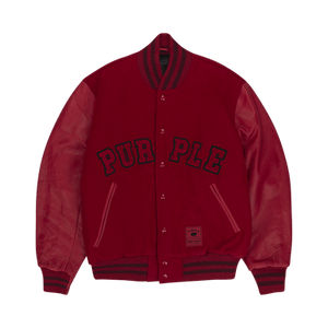 PURPLE BRAND Varsity Logo Melton Bomber Jacket 'Red'