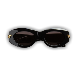 Bottega Veneta Mitre Oval Sunglasses 'Black/Grey'