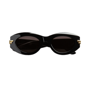 Bottega Veneta Mitre Oval Sunglasses 'Black/Grey'