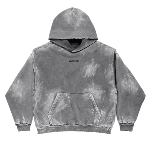 Balenciaga Logo Embroidered Faded Hoodie 'Grey'