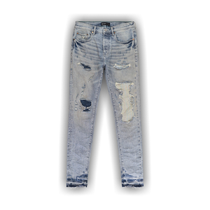PURPLE BRAND Light Stitch Patch Repair Skinny Jeans 'Indigo'