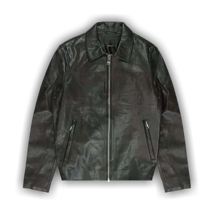 PURPLE BRAND Leather Front Zip Jacket 'Black'