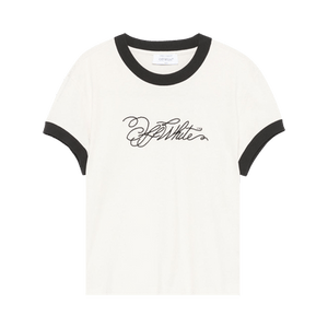 Off-White Logo Embroidered T-Shirt 'White Asparagus'