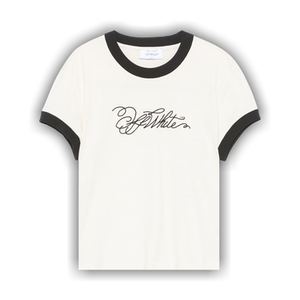 Off-White Logo Embroidered T-Shirt 'White Asparagus'
