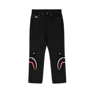 GOAT Exclusive BAPE Pearl Shark Relaxed Fit Denim Pants 'Black'