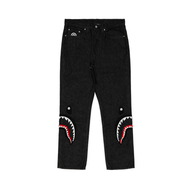 GOAT Exclusive BAPE Pearl Shark Relaxed Fit Denim Pants 'Black'