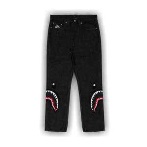 GOAT Exclusive BAPE Pearl Shark Relaxed Fit Denim Pants 'Black'