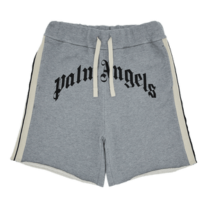 Palm Angels Curved Logo Track Sweatshort 'Grey/Melange'