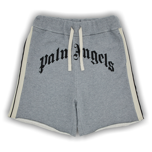 Palm Angels Curved Logo Track Sweatshort 'Grey/Melange'