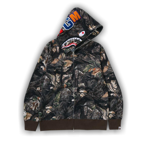 BAPE Tree Edge Camo Shark Relaxed Fit Full Zip Hoodie 'Brown'