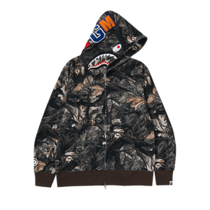BAPE Tree Edge Camo Shark Relaxed Fit Full Zip Hoodie 'Brown'