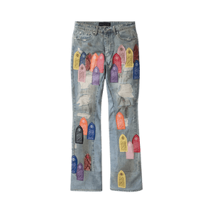 Who Decides War Patch Arched Repaired Distressed Denim 'Multicolor'