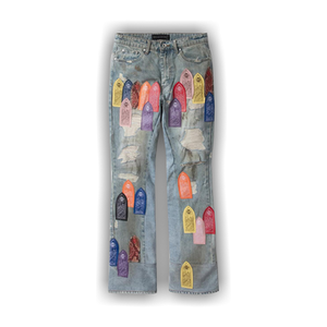 Who Decides War Patch Arched Repaired Distressed Denim 'Multicolor'