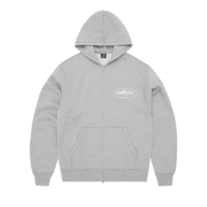 Corteiz Island Puff Print Zip Hoodie 'Heather Grey'