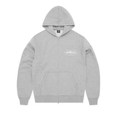Corteiz Island Puff Print Zip Hoodie 'Heather Grey'