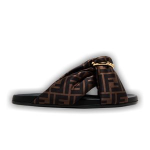 Fendi Wmns Feel FF Satin Slide 'Brown'