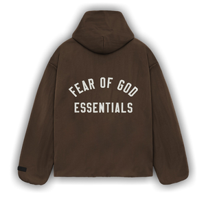 Fear of God Essentials Textured Nylon Hooded Coaches Jacket 'Brown'