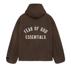 Fear of God Essentials Textured Nylon Hooded Coaches Jacket 'Brown'