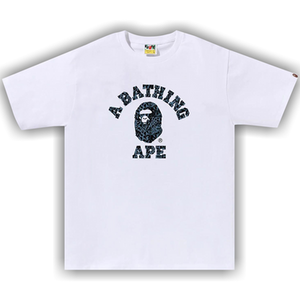 BAPE Wild Leopard Pattern College Tee 'White/Navy'