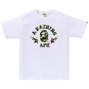 BAPE ABC Camo Sta College Tee 'White/Green'