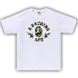 BAPE ABC Camo Sta College Tee 'White/Green'