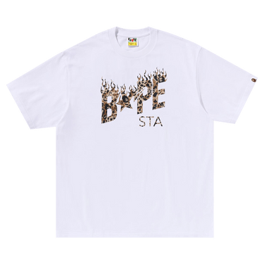 BAPE Wild Leopard Pattern BAPE Sta Logo Relaxed Fit Tee 'White'