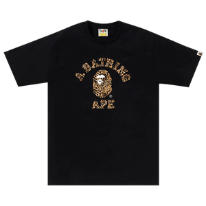 BAPE Wild Leopard Pattern College Tee 'Black/Beige'