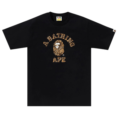 BAPE Wild Leopard Pattern College Tee 'Black/Beige'