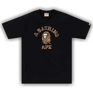 BAPE Wild Leopard Pattern College Tee 'Black/Beige'