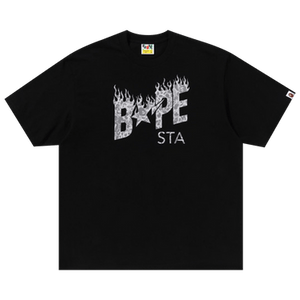 BAPE Wild Leopard Pattern BAPE Sta Logo Relaxed Fit Tee 'Black'
