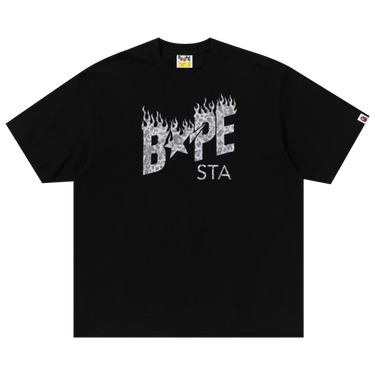 BAPE Wild Leopard Pattern BAPE Sta Logo Relaxed Fit Tee 'Black'
