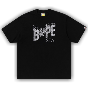 BAPE Wild Leopard Pattern BAPE Sta Logo Relaxed Fit Tee 'Black'