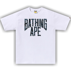 BAPE Wild Leopard Pattern NYC Logo Tee 'White/Navy'
