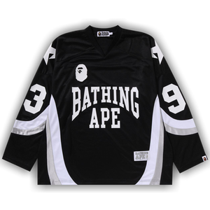 BAPE Line Camo Jacquard Logo Relaxed Fit Ice Hockey Jersey 'Black'