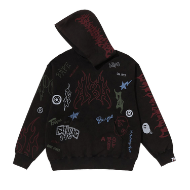 BAPE Allover Print Relaxed Fit Pullover Hoodie 'Black'