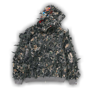 BAPE Tree Edge Camo Laser Cut Shark Cropped Fit Full Zip Hoodie 'Brown'