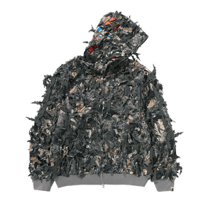 BAPE Tree Edge Camo Laser Cut Shark Cropped Fit Full Zip Hoodie 'Brown'