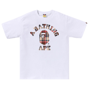 BAPE Check College Tee 'White/Red'